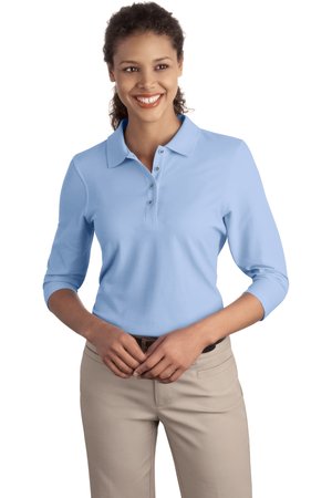 Port Authority L562 3/4 sleeve ladies Silk Touch Polo